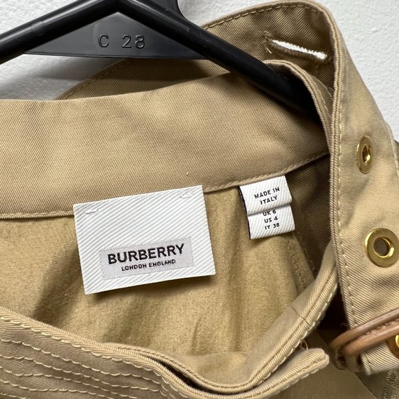 Burberry Womens Tan Cut Off Long Sleeve Mock Neck Pullover Blouse Top Size 4 - Picture 10 of 13